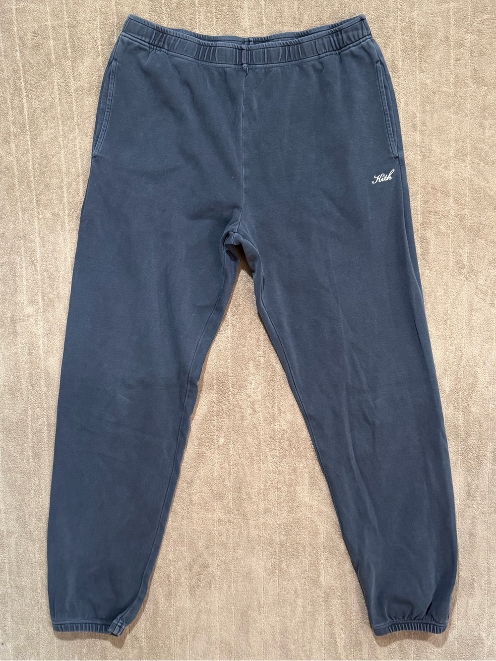 Kith NYC Navy Blue White Script Sweatpants Classic Cotton Men’s Large L